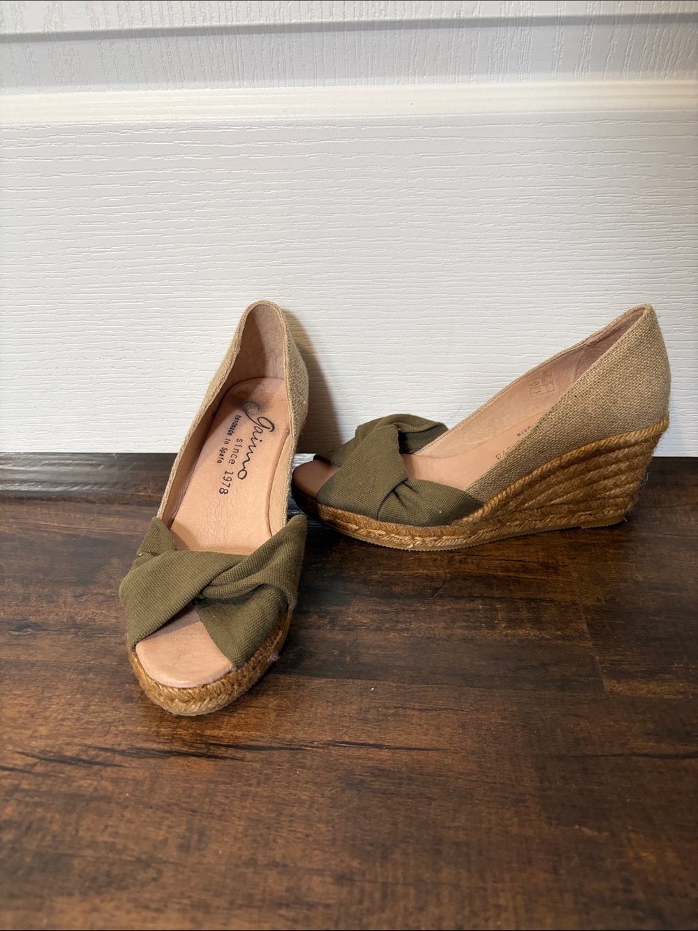 Olive green espadrilles heels